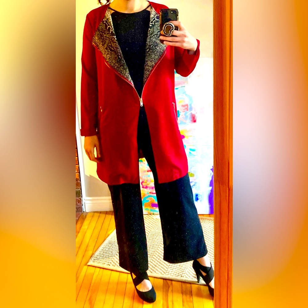 Vintage red jacket with snakeskin print